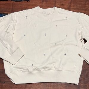 a new day Cream Crewneck Sweater with Tiny Embroidered Dots
